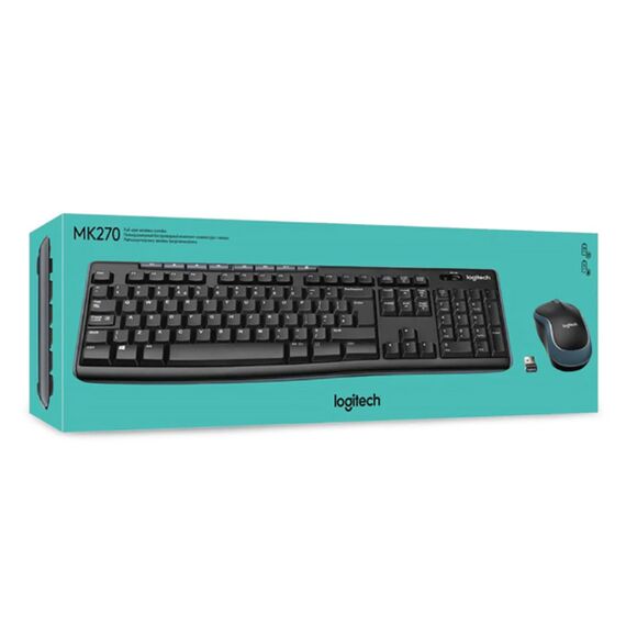 Kit Tastatura si Mouse Wireless Logitech MK270 QWERTY Noi