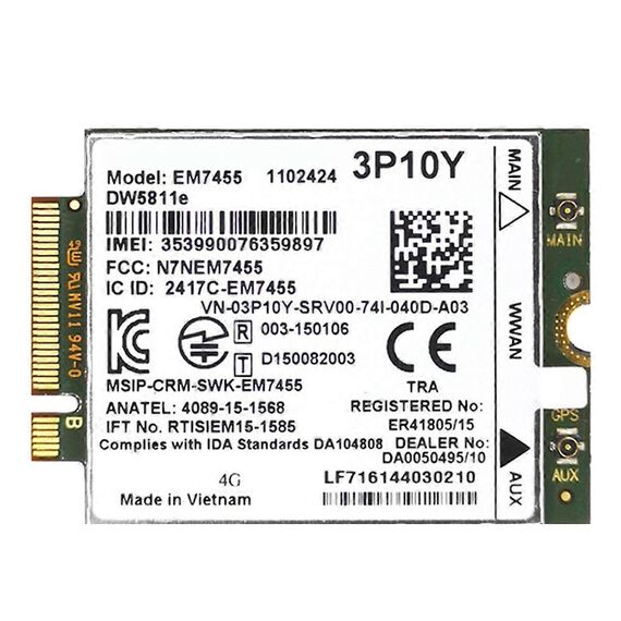 Placa WWAN 4G pentru laptop Dell Latitude EM7455 DW5811e