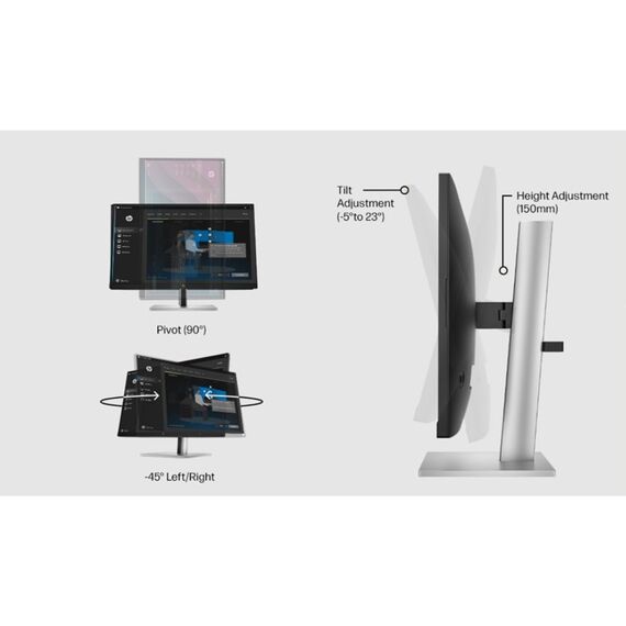 Monitor 24 Inch IPS HP E24 G5 Full HD, 75Hz, 5ms, Reglabil pe Inaltime